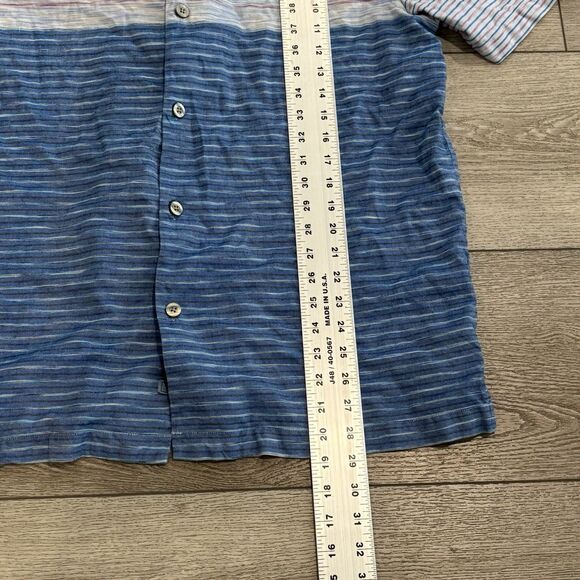 Tommy Bahama 100% Silk Camp Shirt Mens Large Blue Striped Casual Button Down - Picture 4 of 7